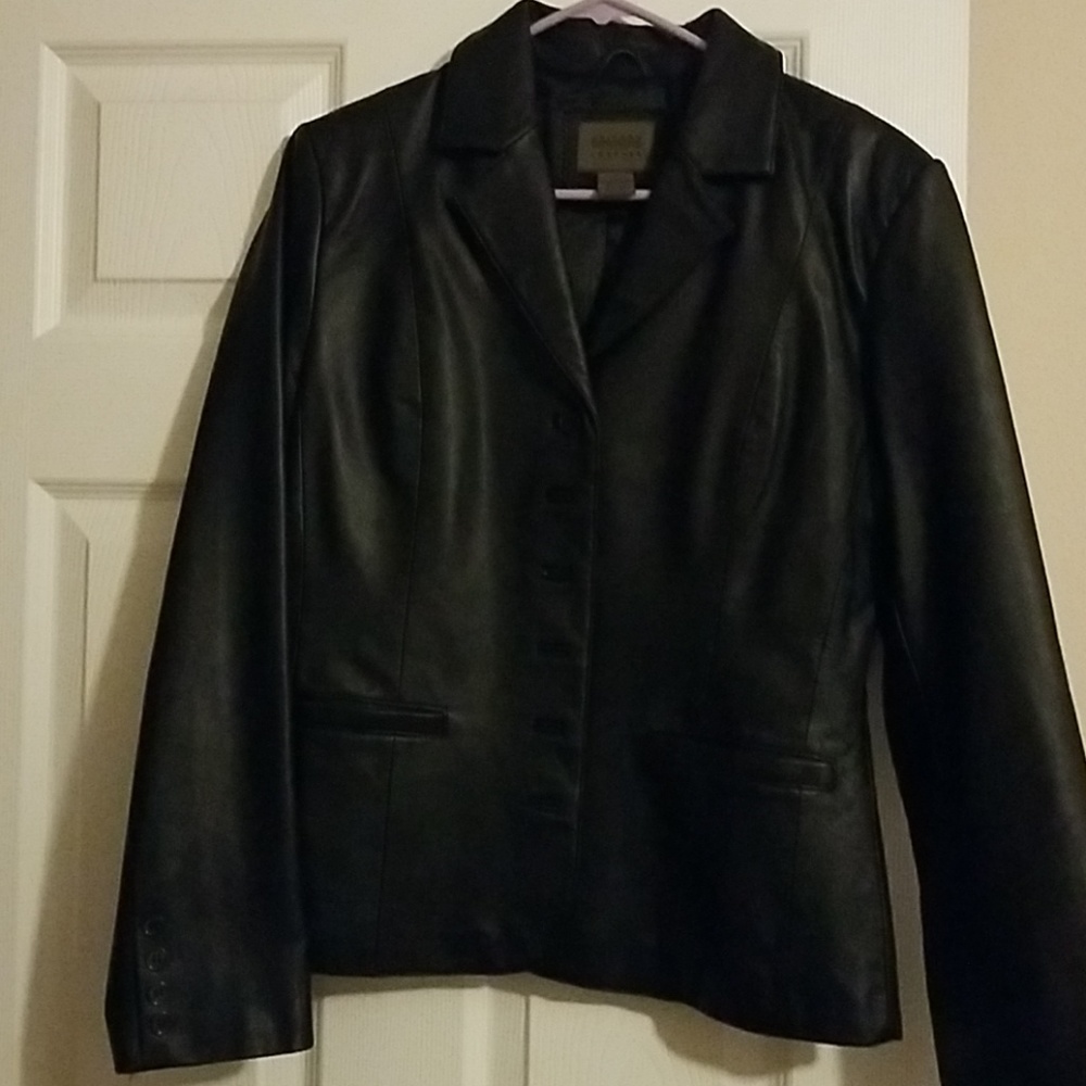 John Paul Richard Uniform Leather Button-up Black Leather Women's Jacket Size 10